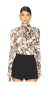 Siedres Mon Animal-print Jersey Turtleneck Top In Brown