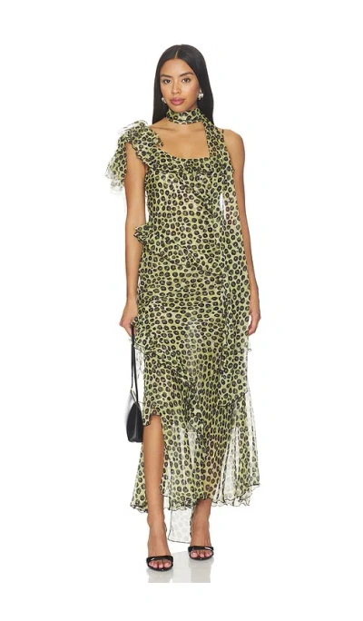 Siedres Monica Dress In Dark Green Multi