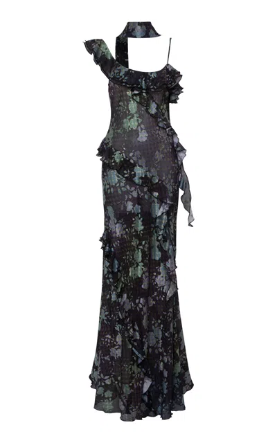 Siedres Monica Ruffled Chiffon Maxi Dress
