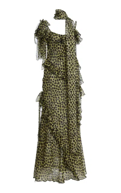 Siedres Siedrés Monica Ruffled Devoré Chiffon Maxi Dress In Multi