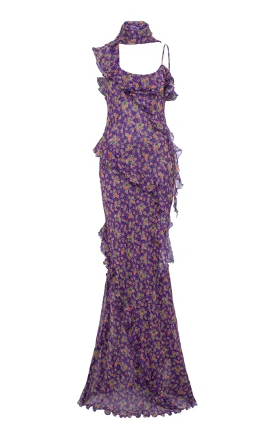Siedres Siedrés Monica Ruffled Maxi Dress In Purple