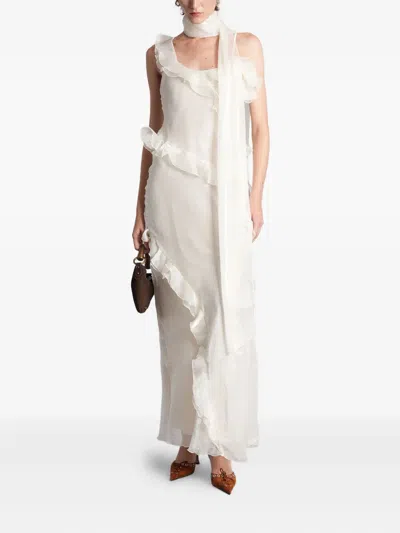 Siedres Monica Ruffled Maxi Dress In White