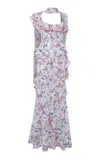 Siedres Monica Scarf-detailed Devoré Chiffon Maxi Dress In Multi
