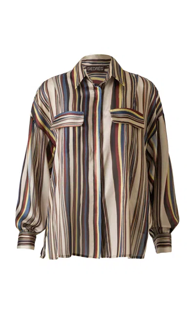Siedres Monina Oversized Crepe Shirt In Multi