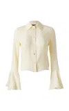 Siedres Mora Fluted Crepe Shirt In Off-white