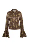 Siedres Mora Fluted Satin Shirt In Multi