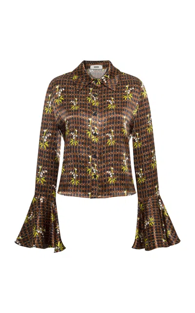 Siedres Mora Fluted Satin Shirt In Multi