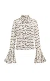 Siedres Mora Fluted Satin Shirt In Multi