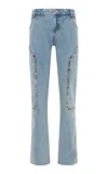 Siedres Nais Embellished Rigid Low-rise Straight-leg Jeans In Blue