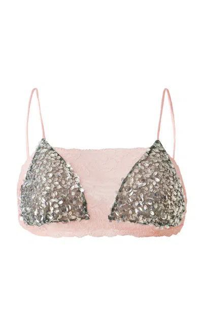 Siedres Neni Sequined Lace Bralette In Pink
