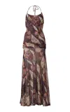 Siedres Nensi Chiffon Maxi Slip Dress In Multi
