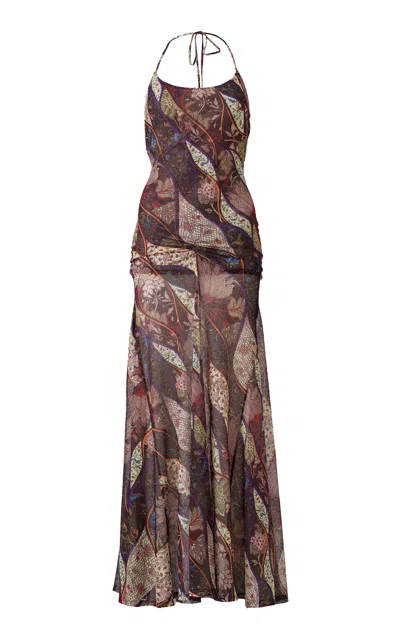 Siedres Nensi Chiffon Maxi Slip Dress In Multi