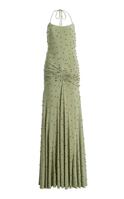 Siedres Siedrés Nensi Embellished Jersey Maxi Dress In Green