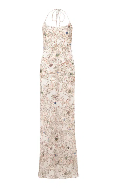 Siedres Nensi Nazar Printed Sheer Maxi Dress In Multi