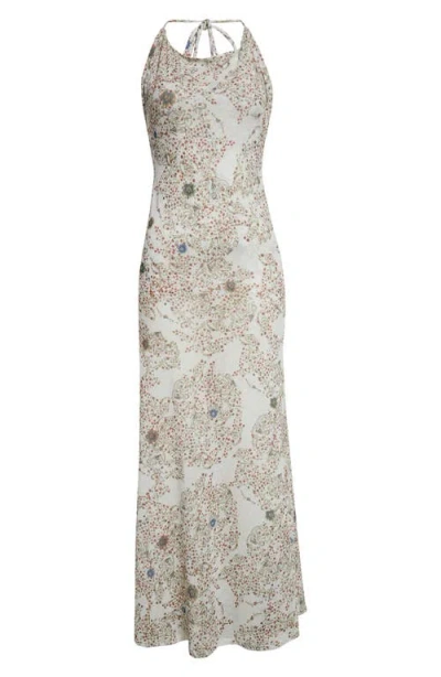 Siedres Siedrés Nensi Semisheer Open Back Maxi Dress In White Multi