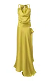 Siedres Nesta Cutout Satin Maxi Dress In Green