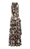 Siedres Nesta Draped Devoré Chiffon Maxi Dress In Multi