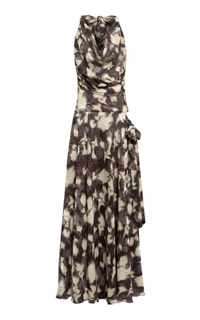 Siedres Nesta Draped Devoré Chiffon Maxi Dress In Multi