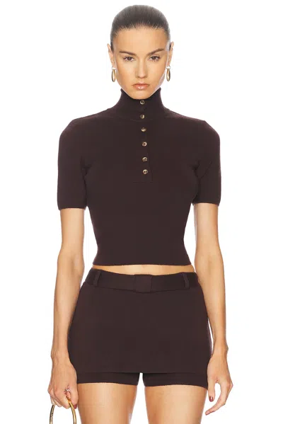 Siedres Nidas Short Sleeve Knit Top In Brown