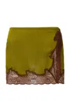 Siedres Niera Lace-trimmed Chiffon Mini Skirt In Khaki