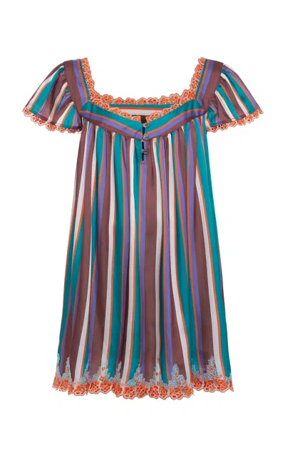 Siedres Siedrés Niona Striped Lace-trim Mini Dress In Blue