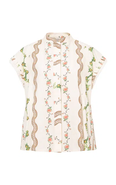 Siedres Nisia Floral Printed Cotton Vest Top In Multi