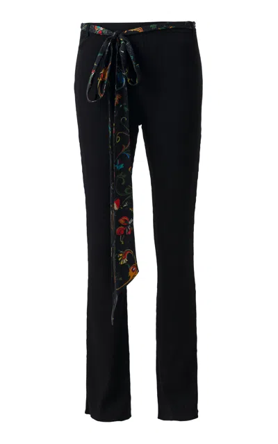 Siedres Notre Scarf-detailed Knit Flare Pants In Black
