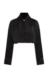 Siedres Nova Cropped Satin Shirt In Black