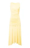 Siedres Nuina Ruched Jersey Midi Dress In Yellow