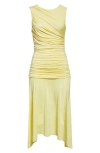 Siedres Nuina Ruched Jersey Midi Dress In Yellow