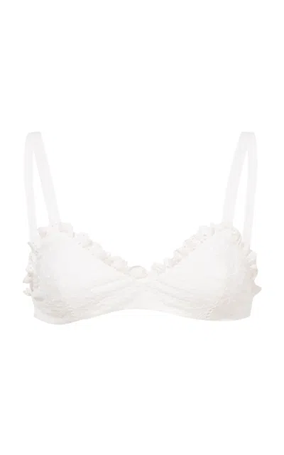 Siedres Numeal Ruffled Bralette In White