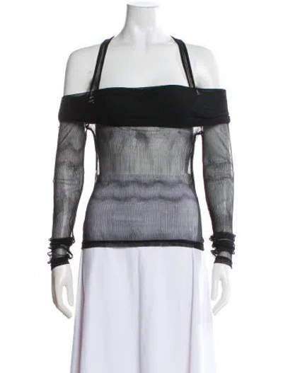 Pre-owned Siedres Off-the-shoulder Long Sleeve Top In Black