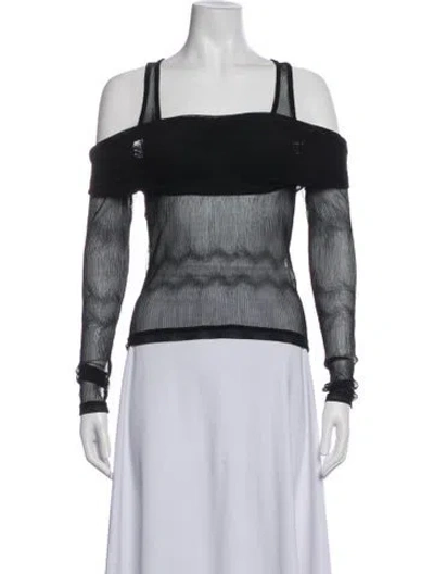 Pre-owned Siedres Off-the-shoulder Long Sleeve Top In Black