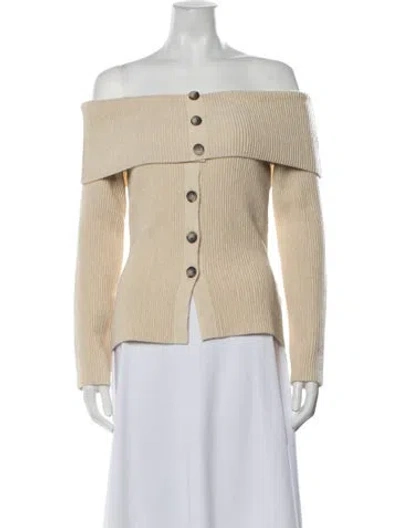 Pre-owned Siedres Off-the-shoulder Long Sleeve Top In Neutrals