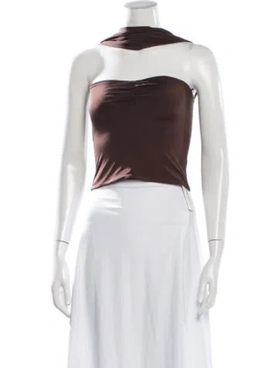 Pre-owned Siedres Off-the-shoulder Sleeveless Crop Top In Brown
