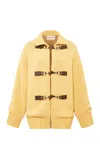 Siedres Ollie Buckle-detailed Merino Wool-blend Cardigan In Yellow