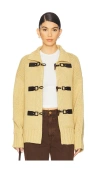 Siedres Ollie Buckle-detailed Merino Wool-blend Cardigan In Yellow