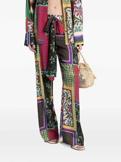 Siedres Patchwork-print Tie-waist Trousers In Multi