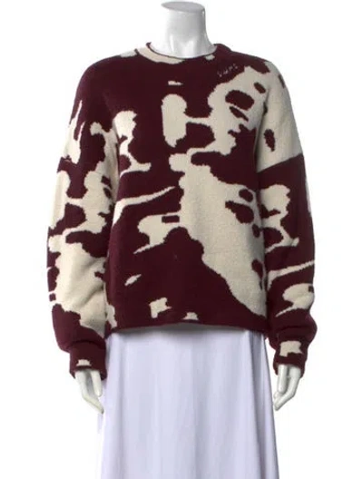 Pre-owned Siedres Patterned Crew Neck Sweater In Burgundy
