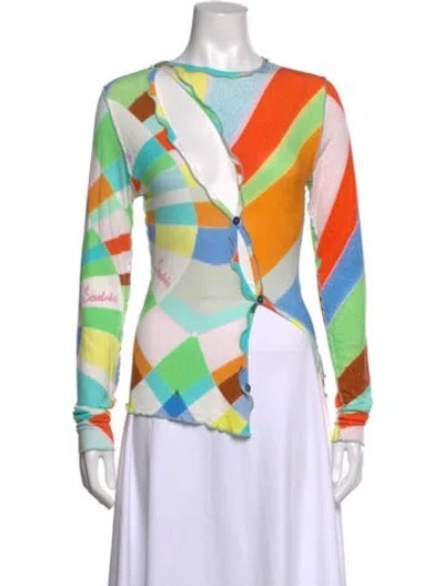 Pre-owned Siedres Patterned Crew Neck Sweater In Orange
