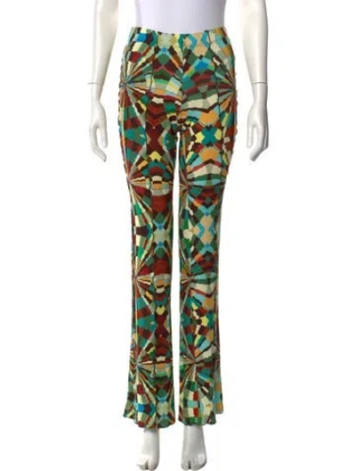 Pre-owned Siedres Patterned Flared Pants In Green