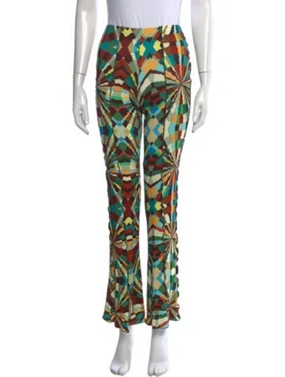 Pre-owned Siedres Patterned Flared Pants In Green