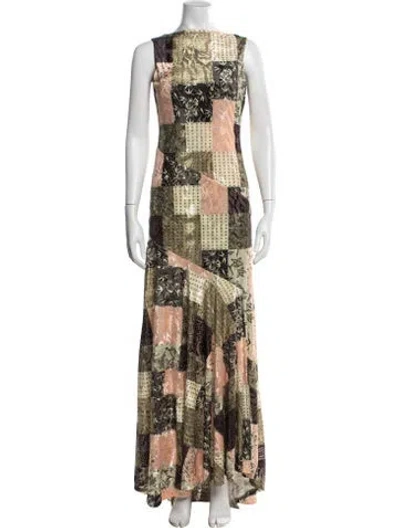 Pre-owned Siedres Patterned Long Dress W/ Tags In Multi