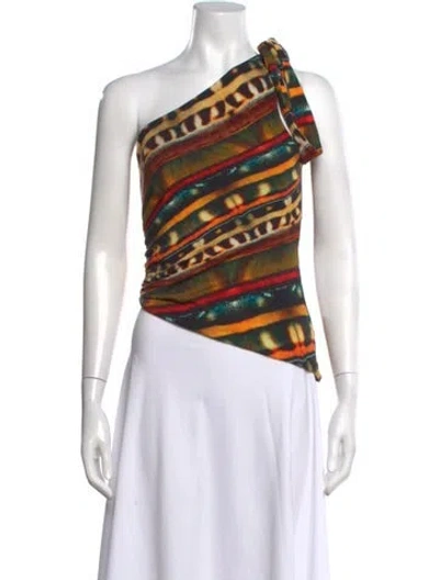 Pre-owned Siedres Patterned One-shoulder Top In Multicolor