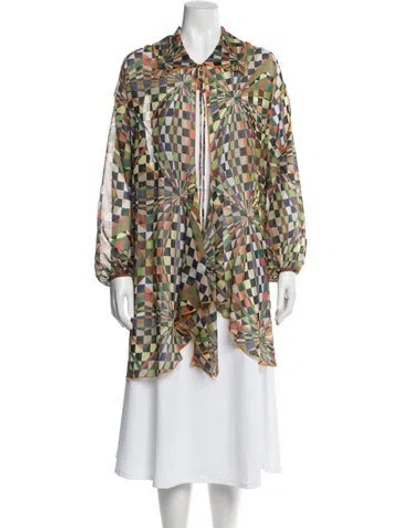 Pre-owned Siedres Patterned Robe In Green