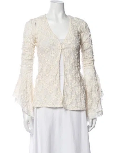 Pre-owned Siedres Patterned V-neck Top W/ Tags In Neutrals