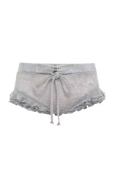 Siedres Siedrés Peonie Ruffled Knit Shorts In Gray