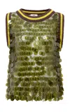 Siedres Plume Sequined Top In Green