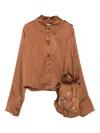 Siedres Pointed-collar Buttoned Blouse In Brown