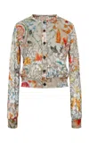 Siedres Poli Floral Devoré Cardigan In Multi